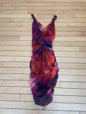 Oh Polly Purple & Pink Ombre Twist-Front Midi Dress